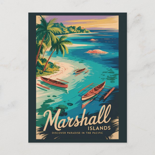 Marshallöarnas kustillustration Resekonst Vykort (Framsida)