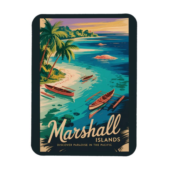 Marshallöarnas kustillustration Reskonst Magnet (Vertikal)