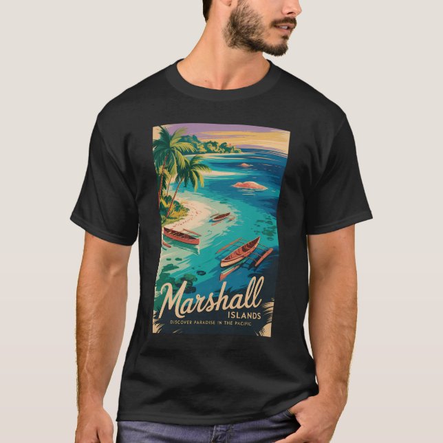 Marshallöarnas kustillustration Reskonst T Shirt (Framsida)