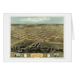 Marshalltown panorama- karta för IA - 1868 Hälsningskort