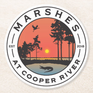 Marshes at Cooper River Round Papper Underlägg Rund