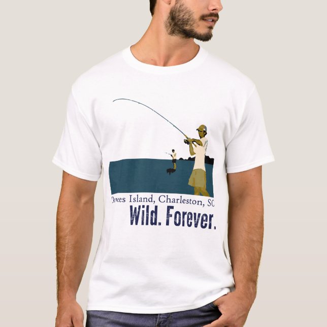 Marshfiske på den Dewees ön - blåttvatten T-shirt (Framsida)