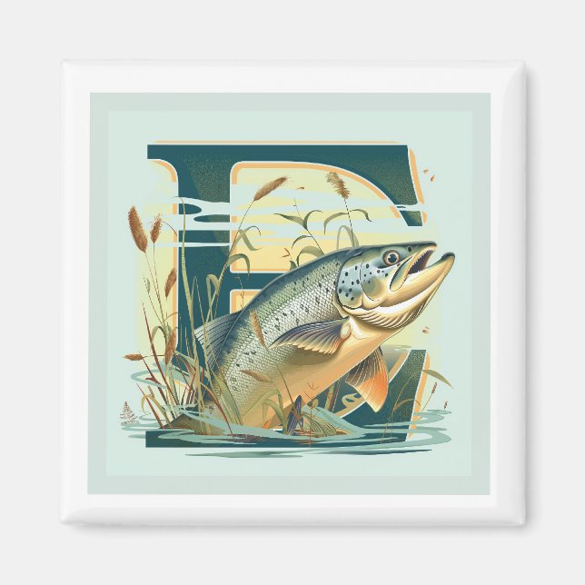 Marshian Square Salmon Magnet (Framsidan)