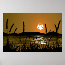 Marshland Sunset Sjö D20 Dice Sol RPG Landskap