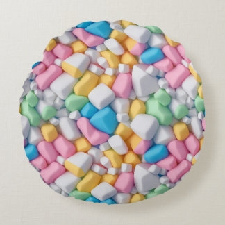 Marshmallow-abstrakt Rund Kudde