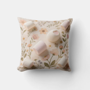 Marshmallow Blommig Pastell Mönster Kudde