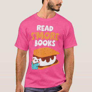 Marshmallow Campfire Funny Read Smore Bok T Shirt