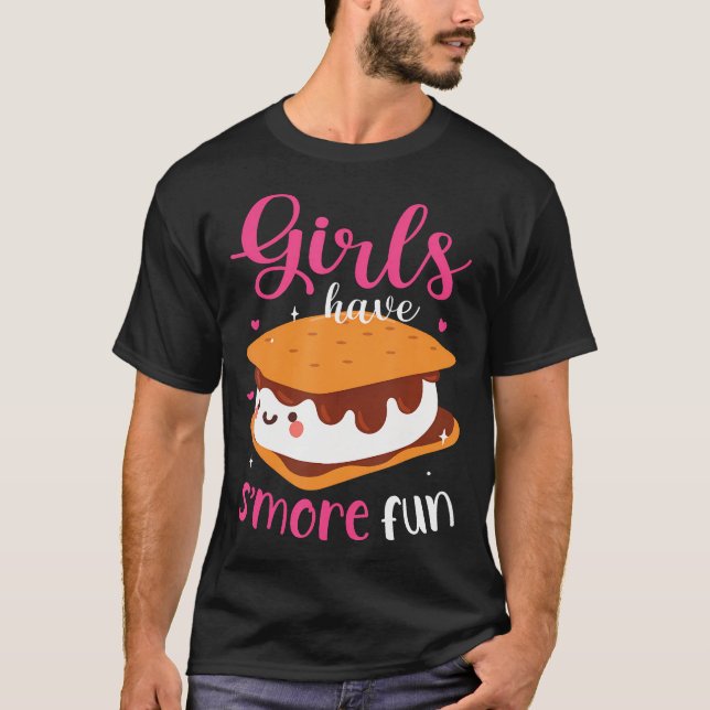 Marshmallow Camping Campfire Kvinnor Flickor Ha Sm T Shirt (Framsida)
