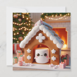 Marshmallow Gingerbröd House-julkort Julkort