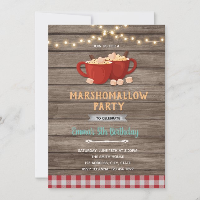 marshmallow Inbjudan dusch födelsedag (Framsida)