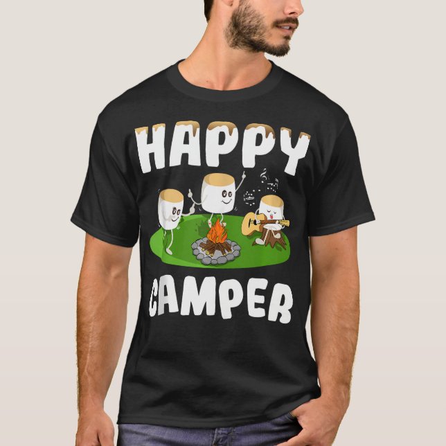 Marshmallow Lycklig Camper T Shirt (Framsida)