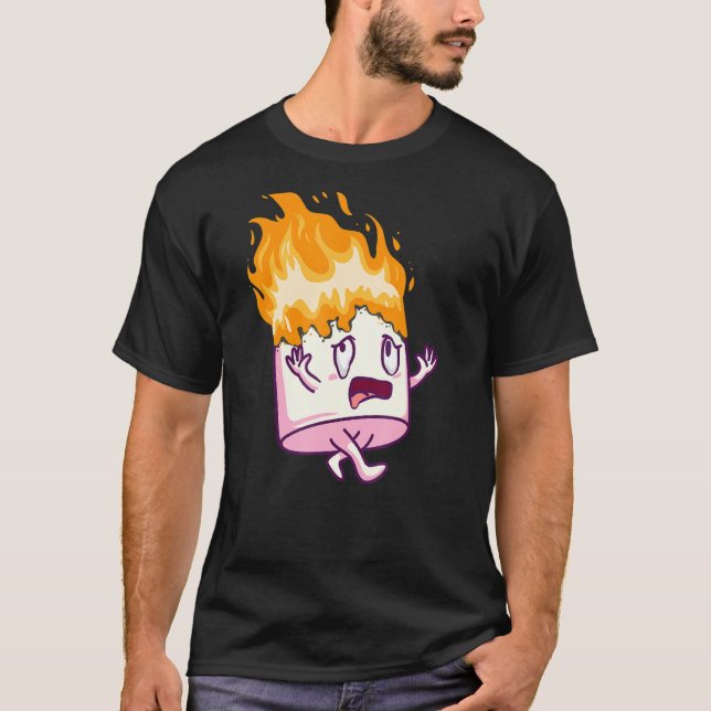 Marshmallow On Fire S mres Camping Campfire Smore T Shirt (Framsida)