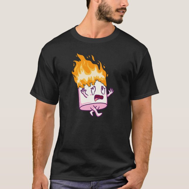 Marshmallow On Fire S mres Camping Campfire Smore T Shirt (Framsida)