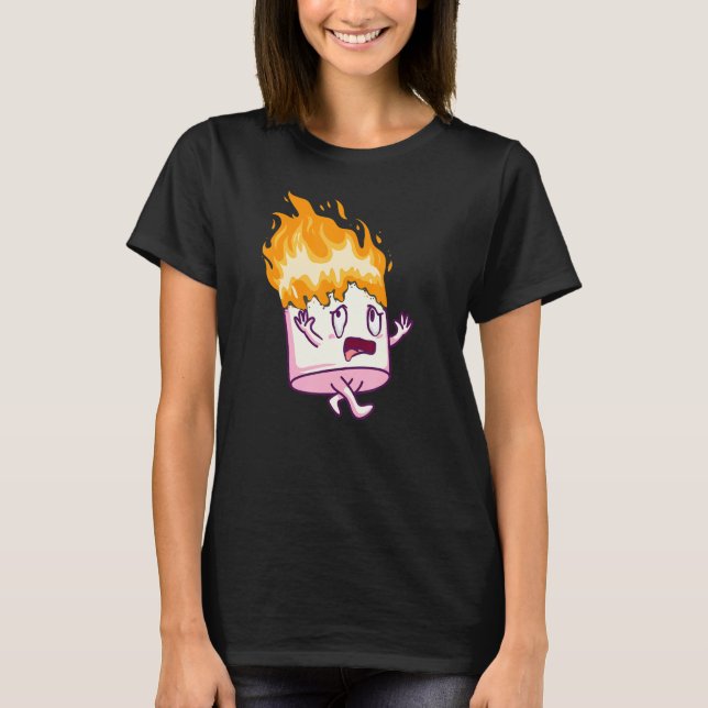 Marshmallow On Fire S'mores Camping Campfire Smore T Shirt (Framsida)