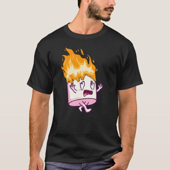 Marshmallow On Fire S'mores Camping Campfire Smore T Shirt (Framsida)