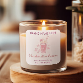 Marshmallow Season | Pink Candle Labels Fyrkantigt Klistermärke