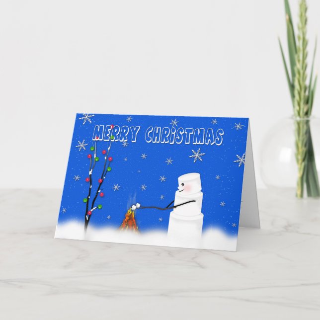 Marshmallow (Snögubbe)God jul-Humor Helgkort (Framsida)