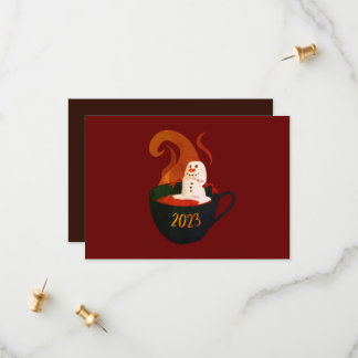 Marshmallow Snögubbe i Hett Kakao Spara Datumet