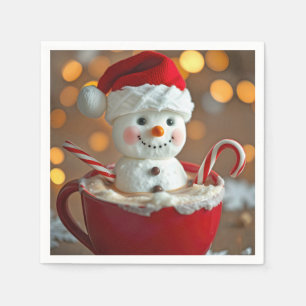 Marshmallow Snögubbe in Hett Chocolate Pappersservett