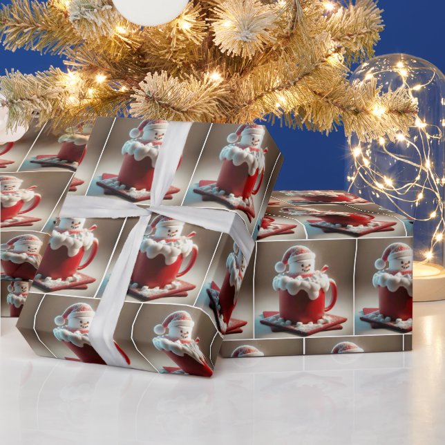 Marshmallow Snögubbe in Hett Chocolate Presentpapper (Helgdagar)