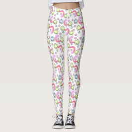 Marshmallow Stjärna Kawaii Pastell Färg Leggings