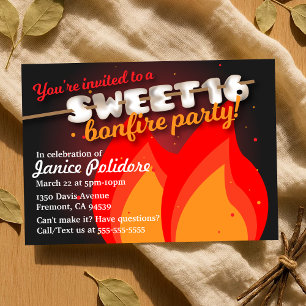 Marshmallow Sweet 16 Bonfire Party-inbjudan Inbjudningar