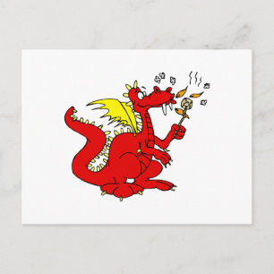 Marshmallow Toasting Dragon Vykort