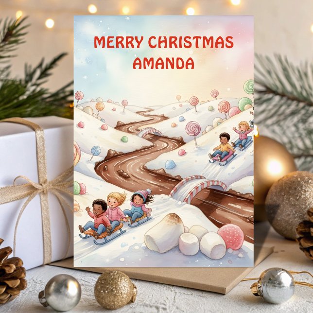 Marshmallow World Christmas Kids Card Helgkort (Skapare uppladdad)