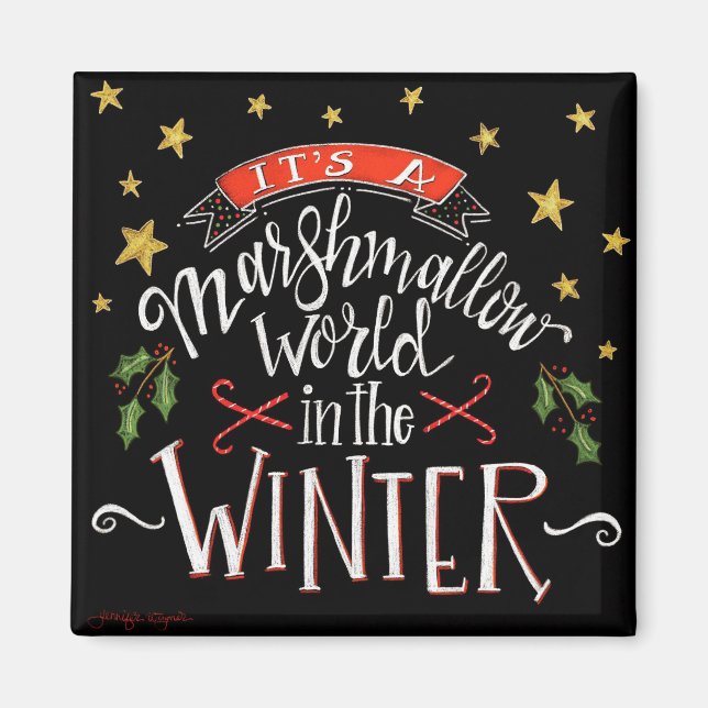 Marshmallow World Roligt Festive Chalkboard Magnet (Framsidan)