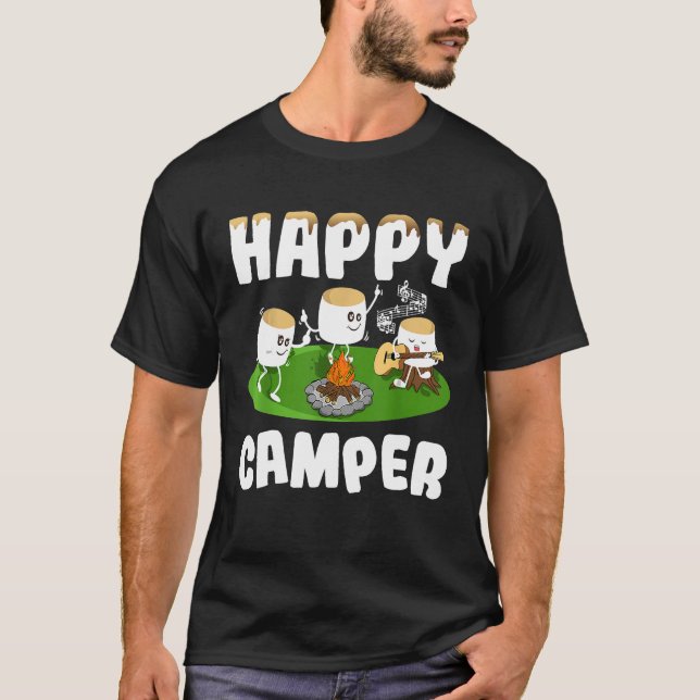 Marshmallows Lycklig Camper T-shirt RV Life Campin (Framsida)