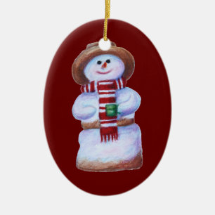 Marshmallowsnögubbegod jul julgransprydnad keramik