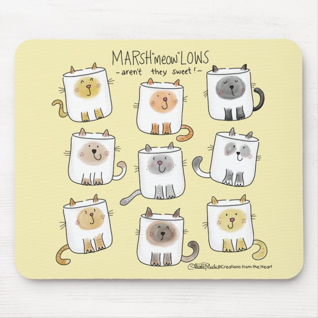 MARSHmeowLOWS Whimsical Ordlek Cat Marshmallow Musmatta (Framsidan)