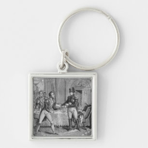 Marskalk Pierre Francois Joseph Lefebvre Fyrkantig Silverfärgad Nyckelring