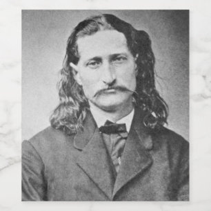 Marskalk Wild Bill Hickok gammal västlig revolverm Vinflaska Etikett