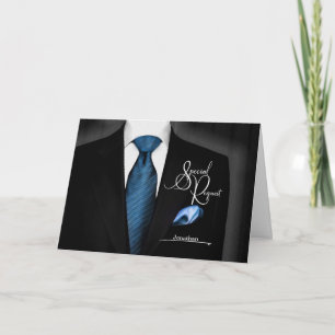 Marskalkar begär Tuxedo med blått tips Inbjudan