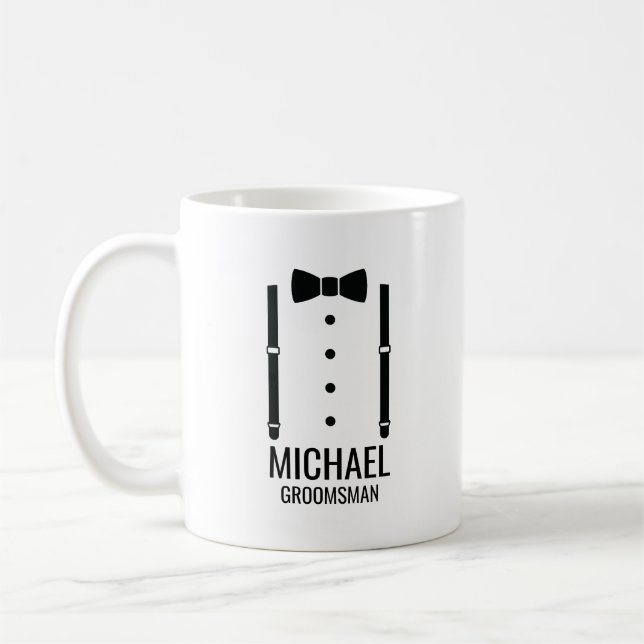 Marskalkar för Personligen Black Bröllop Bow Tie Kaffemugg (Vänster)