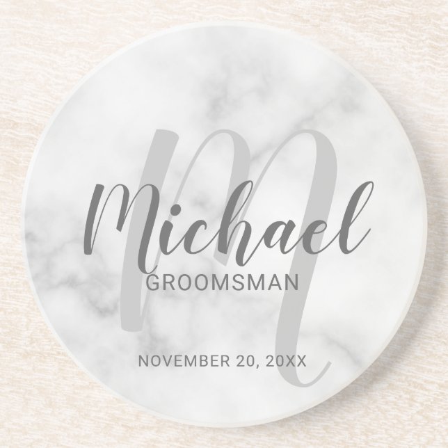 Marskalkar för vit marble Modern Script Personlig Underlägg (Framsidan)