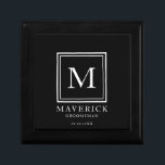 Marskalkar ger Elegant bröllop Party Best Man Minnesask<br><div class="desc">Den här snyggten är en svart presentlåda för groomsman med marskalkarna namn, inledande, titel och datum skriven i ett trendig, vit minimalistisk typografi. Lägg helt enkelt till namn i marskalkarna, initial, rubrik och datum i personaliseringsavsnittet för att skapa din egen bröllopsfest-gåva. Även om det här visas som en presentlåda för...</div>