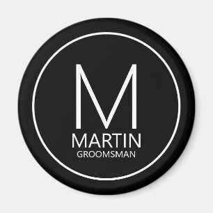 Marskalkar i Black Modern Personlig Monogram&Namn Magnet