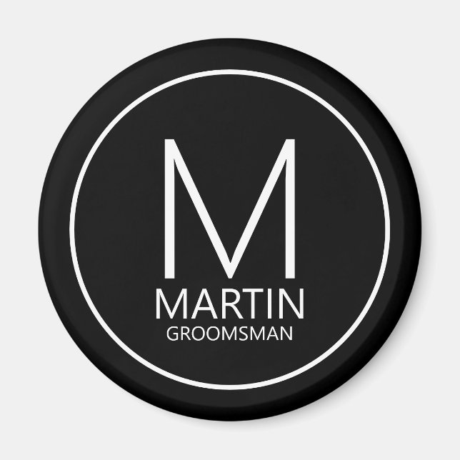 Marskalkar i Black Modern Personlig Monogram&Namn Magnet (Framsidan)