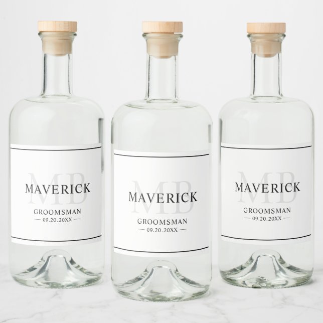 Marskalkar - Monogram Wedding Favors Best Man Spritflaskor Etikett (Flaskor)