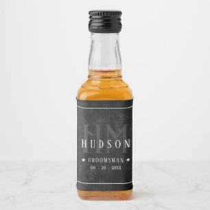 Marskalkar presenterar Monogram Wedding Favors Bes Spritflaskor Etikett