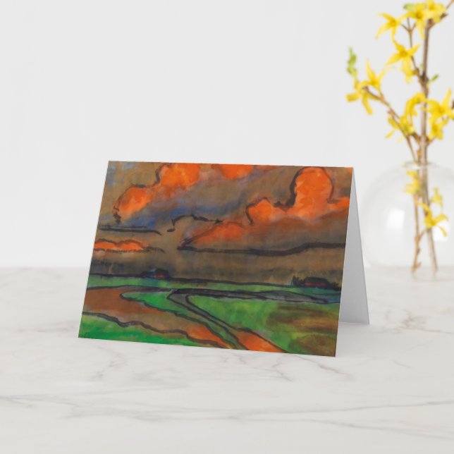 Marsklandskap under röda moln | Emil Nolde | Kort (Gul blomma)