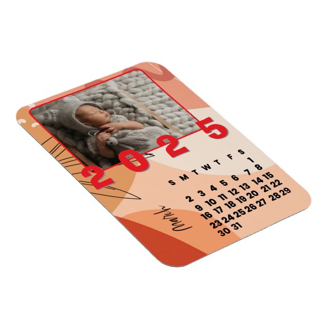Marsmånad - nyår 2025 - kalenderfamiljfoto magnet (Högersidan)
