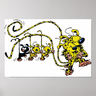 Marsupilami spädbarn hänger på svan poster