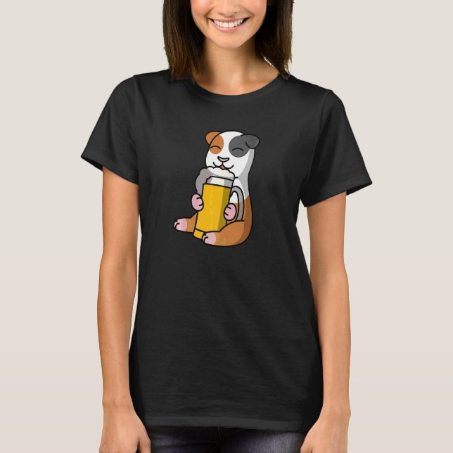 Marsvin Dricker Öl Husdjur   T Shirt (Framsida)