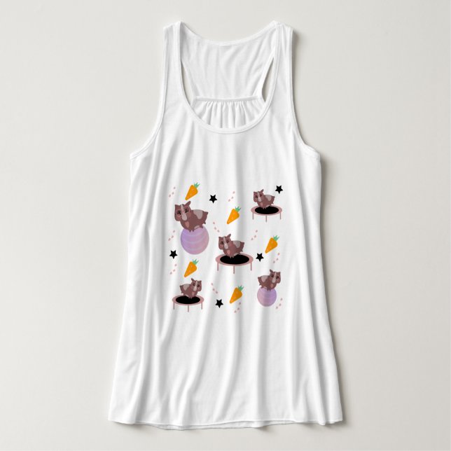 Marsvin Fitness Gym Rolig Design Linne Med Racerback (Design framsida)
