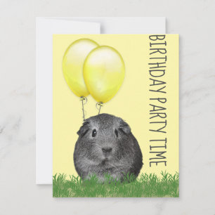 Marsvin Gula ballonger Anpassad födelsedag Inbjudningar