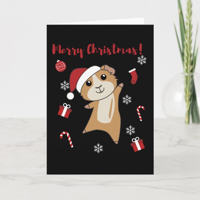 Marsvin jul vinter djur helgkort (Framsida)