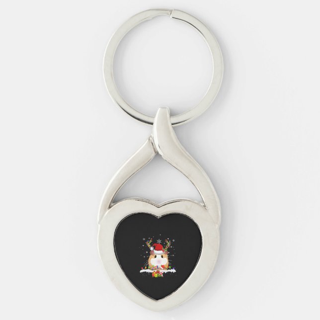 Marsvin Julren Julbelysning Twisted Heart Silverfärgad Nyckelring (Framsidan)